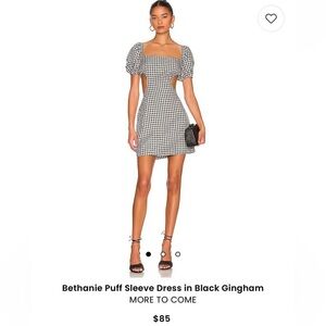 MORE TO COME x revolve gingham cut out/open back dress!